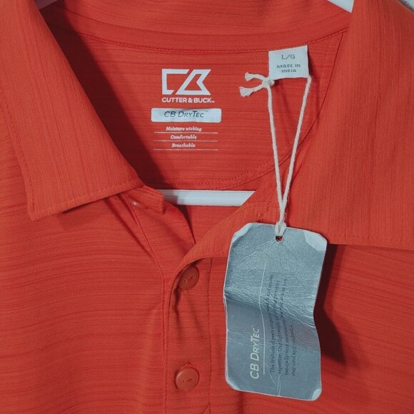 Cutter & Buck CB Orange Polo Shirt Large DryTec Moisture Wicking Breathable NWT - Picture 4 of 10